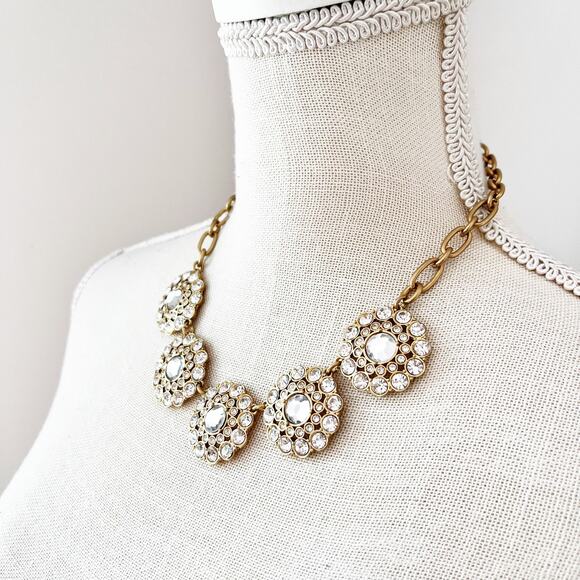 J. Crew Circle Crystal Statement Necklace - Picture 1 of 9